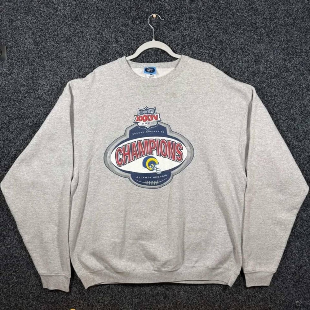 Vintage SPL28 Super Bowl XXXIV Champions St Louis Rams Sweatshirt Gray XXL